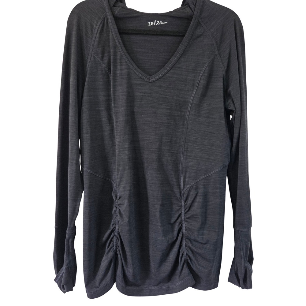 Zella Hooded Running Top XL Ruched Side  Athleisure Workout‎ Shirt